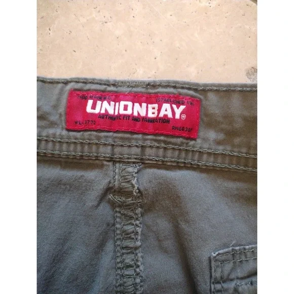 Unionbay Cargo Shorts Men‎ 38 Green Utility Pockets Work Casual Skater Travel - Picture 5 of 8